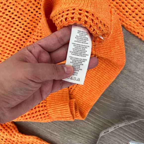 Calvin Klein Bold Orange Mesh Sweater - Picture 4 of 7